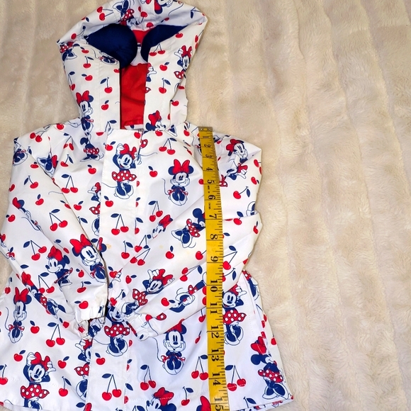 Disney Minnie Mouse Red Packable Rain Jacket Hood Attached‎ Ears Pouch Size 2 - Picture 10 of 15